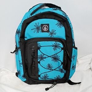 NWT Volcom Weestone Youth Backpack Blue And Black Floral 20L
